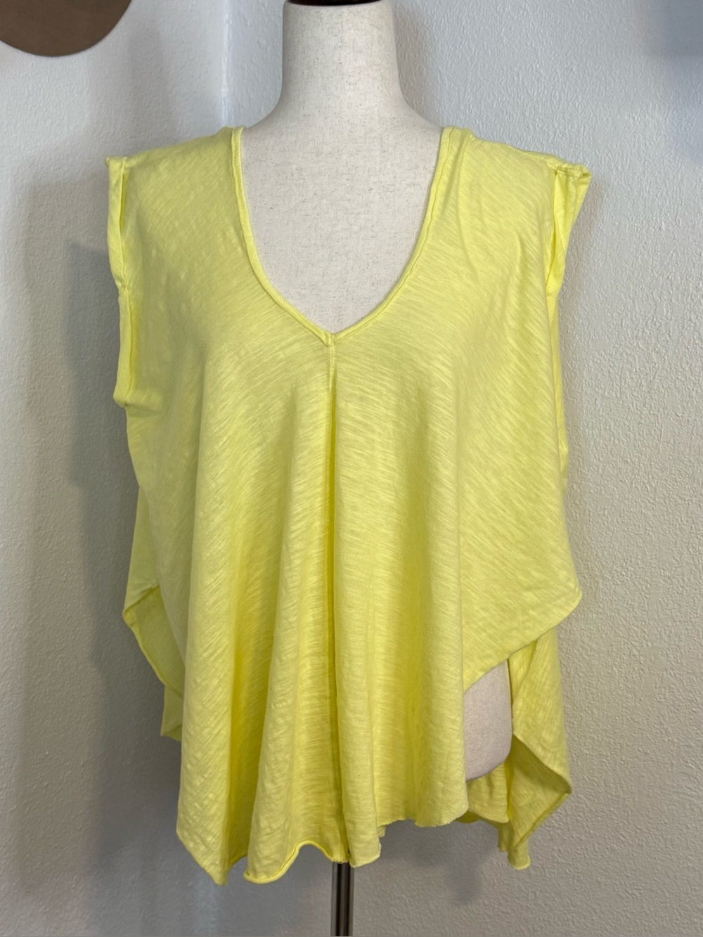 NWOT Free People We the Free Yellow V-Neck U-back Flowy Hemline
